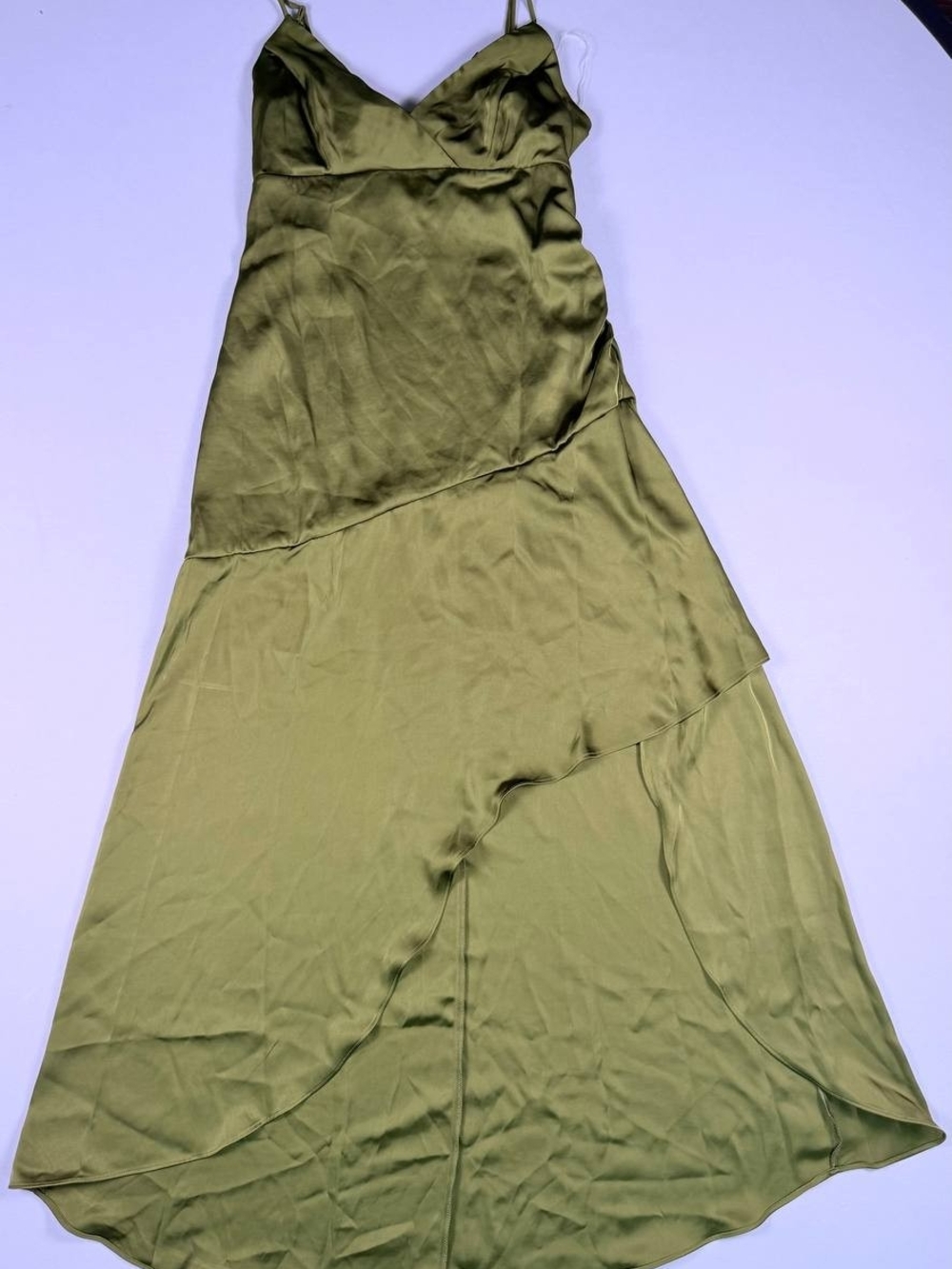 wild fable Olive Green Satin High-Low Slip Skirt